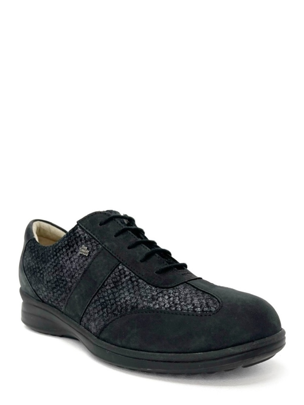 Finn Comfort Lazio Lace-up Comfort Shoe UK Size 5.5 = US 8 Black Metallic EUC